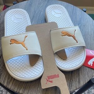 PUMA Cool Cat Women's Slide sandal Sz 8 white rose gold *New*